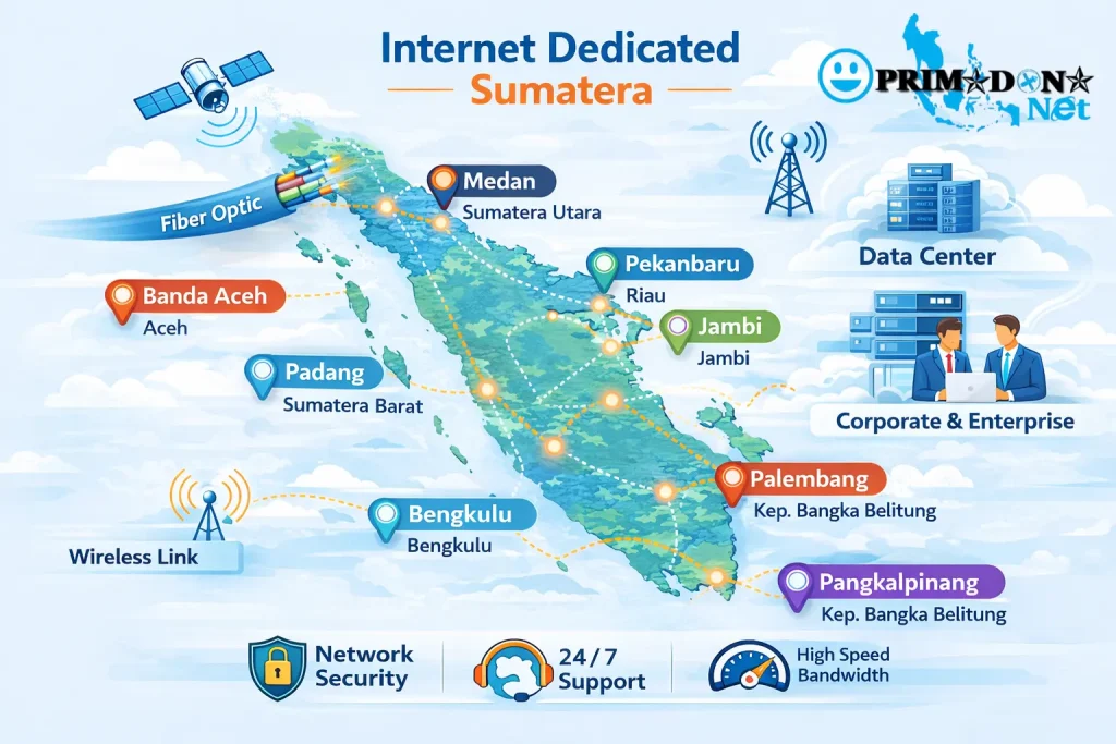 Internet-Dedicated-Sumatera (Banda-Aceh-Medan-Padang-Pekanbaru-Jambi-Bengkulu-Batam-Palembang) PRIMADONA-Net